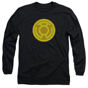 AN OFFCIALLY LICENSED GREEN LANTERN YELLOW SYMBOL MEN'S LONG SLEEVE T-SHIRT BLACK