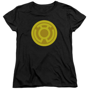 AN OFFCIALLY LICENSED GREEN LANTERN YELLOW SYMBOL WOMEN'S REGULAR FIT T-SHIRT BLACK