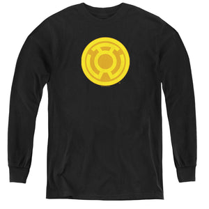 AN OFFCIALLY LICENSED GREEN LANTERN YELLOW SYMBOL YOUTH LONG SLEEVE T-SHIRT BLACK