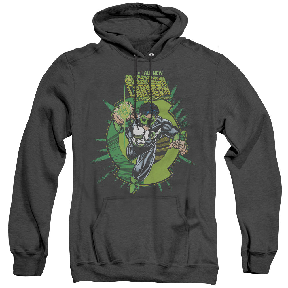 AN OFFCIALLY LICENSED GREEN LANTERN RAYNER COVER ADULT UNISEX HEATHER PULLOVER HOODIE BLACK