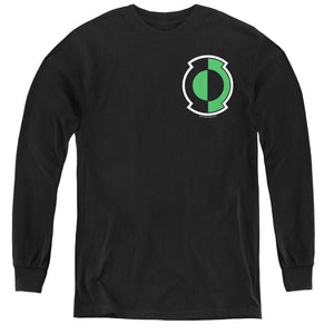 AN OFFCIALLY LICENSED GREEN LANTERN KYLE LOGO YOUTH LONG SLEEVE T-SHIRT BLACK