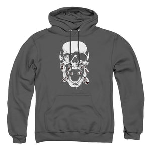 AN OFFCIALLY LICENSED GREEN LANTERN BLACK LANTERN SKULL ADULT UNISEX PULLOVER HOODIE CHARCOAL