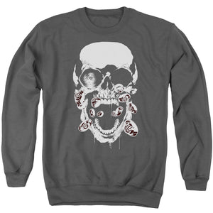 AN OFFCIALLY LICENSED GREEN LANTERN BLACK LANTERN SKULL ADULT UNISEX CREWNECK SWEATSHIRT CHARCOAL