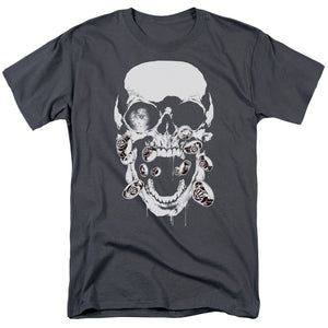AN OFFCIALLY LICENSED GREEN LANTERN BLACK LANTERN SKULL MEN'S REGULAR FIT T-SHIRT CHARCOAL