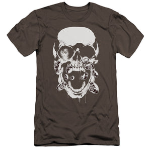 AN OFFCIALLY LICENSED GREEN LANTERN BLACK LANTERN SKULL MEN'S PREMIUM SLIM FIT T-SHIRT CHARCOAL