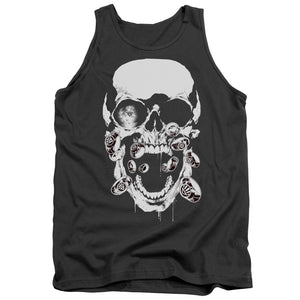 AN OFFCIALLY LICENSED GREEN LANTERN BLACK LANTERN SKULL ADULT UNISEX TANK TOP CHARCOAL