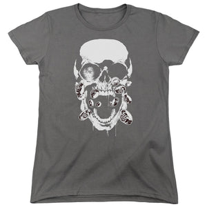 AN OFFCIALLY LICENSED GREEN LANTERN BLACK LANTERN SKULL WOMEN'S REGULAR FIT T-SHIRT CHARCOAL