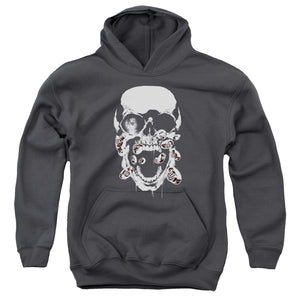 AN OFFCIALLY LICENSED GREEN LANTERN BLACK LANTERN SKULL YOUTH HOODIE CHARCOAL