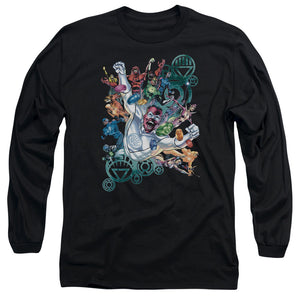 AN OFFCIALLY LICENSED GREEN LANTERN LANTERNS UNITE MEN'S LONG SLEEVE T-SHIRT BLACK