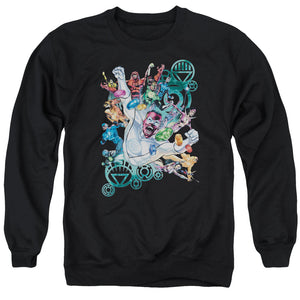 AN OFFCIALLY LICENSED GREEN LANTERN LANTERNS UNITE ADULT UNISEX CREWNECK SWEATSHIRT BLACK