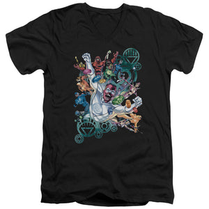 AN OFFCIALLY LICENSED GREEN LANTERN LANTERNS UNITE MEN'S V-NECK T-SHIRT BLACK