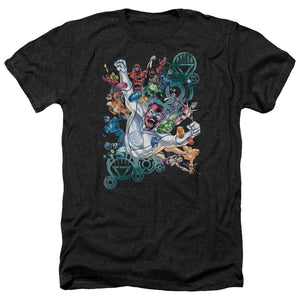 AN OFFCIALLY LICENSED GREEN LANTERN LANTERNS UNITE MEN'S HEATHER T-SHIRT CHARCOAL