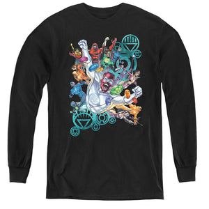 AN OFFCIALLY LICENSED GREEN LANTERN LANTERNS UNITE YOUTH LONG SLEEVE T-SHIRT BLACK