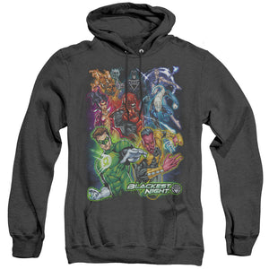 AN OFFCIALLY LICENSED GREEN LANTERN BLACKEST GROUP ADULT UNISEX HEATHER PULLOVER HOODIE BLACK