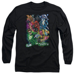 AN OFFCIALLY LICENSED GREEN LANTERN BLACKEST GROUP MEN'S LONG SLEEVE T-SHIRT BLACK