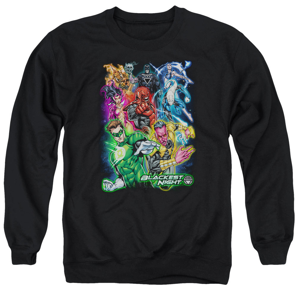 AN OFFCIALLY LICENSED GREEN LANTERN BLACKEST GROUP ADULT UNISEX CREWNECK SWEATSHIRT BLACK