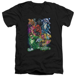 AN OFFCIALLY LICENSED GREEN LANTERN BLACKEST GROUP MEN'S V-NECK T-SHIRT BLACK