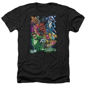 AN OFFCIALLY LICENSED GREEN LANTERN BLACKEST GROUP MEN'S HEATHER T-SHIRT CHARCOAL
