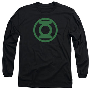 AN OFFCIALLY LICENSED GREEN LANTERN GREEN EMBLEM MEN'S LONG SLEEVE T-SHIRT BLACK