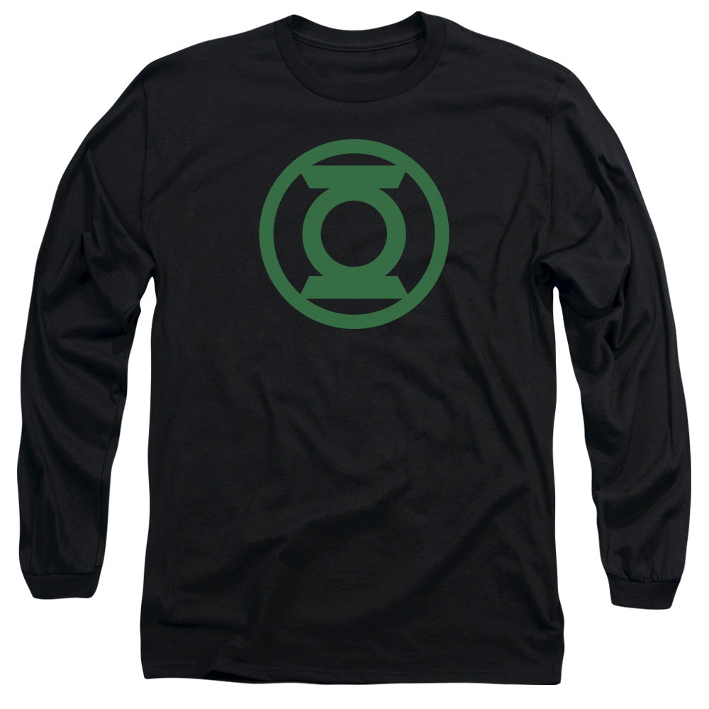 AN OFFCIALLY LICENSED GREEN LANTERN GREEN EMBLEM MEN'S LONG SLEEVE T-SHIRT BLACK
