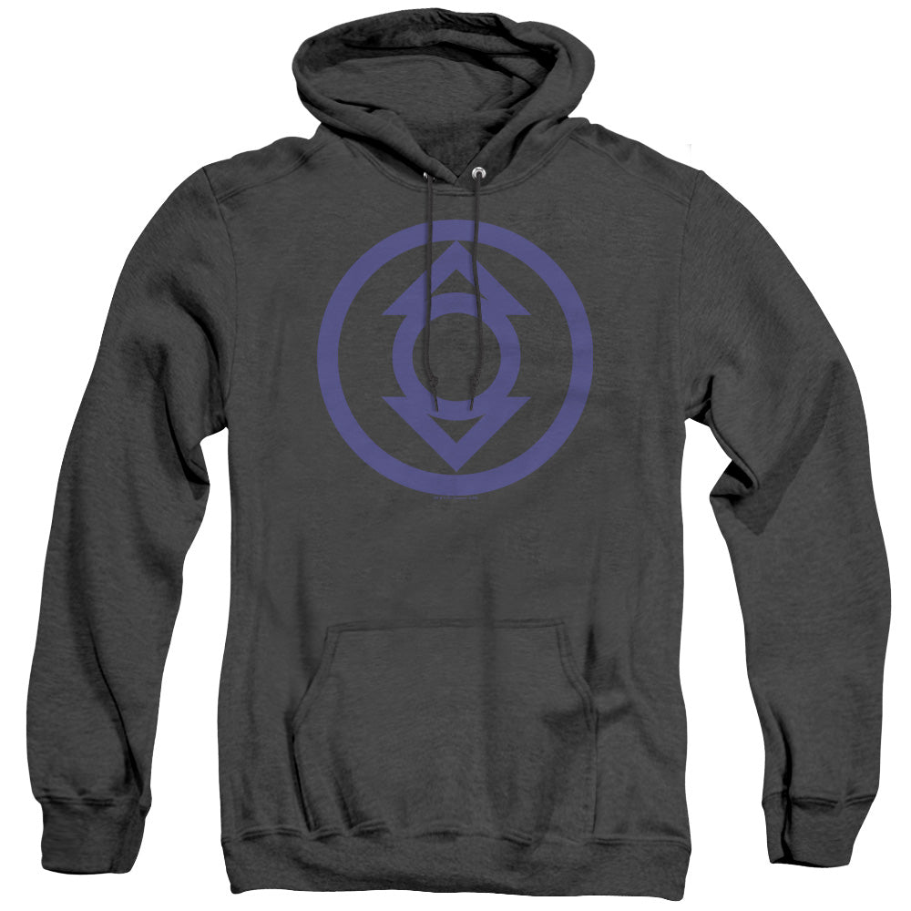 AN OFFCIALLY LICENSED GREEN LANTERN BLUE EMBLEM ADULT UNISEX HEATHER PULLOVER HOODIE BLACK
