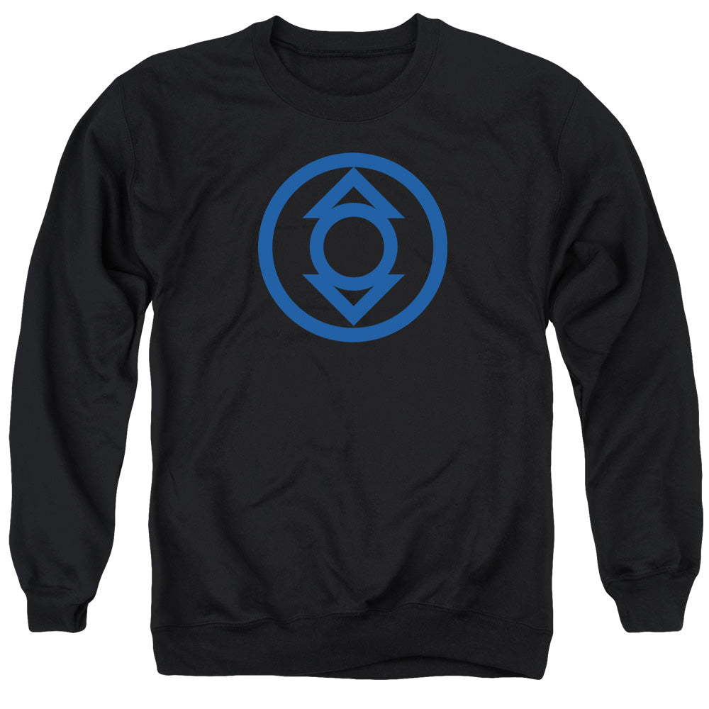 AN OFFCIALLY LICENSED GREEN LANTERN BLUE EMBLEM ADULT UNISEX CREWNECK SWEATSHIRT BLACK
