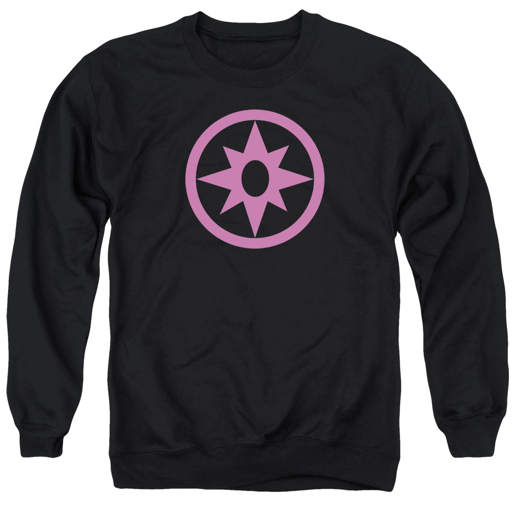 AN OFFCIALLY LICENSED GREEN LANTERN PINK EMBLEM ADULT UNISEX CREWNECK SWEATSHIRT BLACK