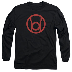 AN OFFCIALLY LICENSED GREEN LANTERN RED EMBLEM MEN'S LONG SLEEVE T-SHIRT BLACK