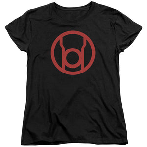 AN OFFCIALLY LICENSED GREEN LANTERN RED EMBLEM WOMEN'S REGULAR FIT T-SHIRT BLACK