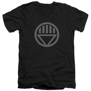AN OFFCIALLY LICENSED GREEN LANTERN GREY EMBLEM MEN'S V-NECK T-SHIRT BLACK