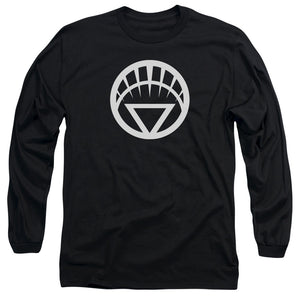 AN OFFCIALLY LICENSED GREEN LANTERN WHITE EMBLEM MEN'S LONG SLEEVE T-SHIRT BLACK