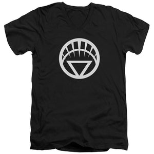 AN OFFCIALLY LICENSED GREEN LANTERN WHITE EMBLEM MEN'S V-NECK T-SHIRT BLACK