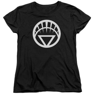 AN OFFCIALLY LICENSED GREEN LANTERN WHITE EMBLEM WOMEN'S REGULAR FIT T-SHIRT BLACK