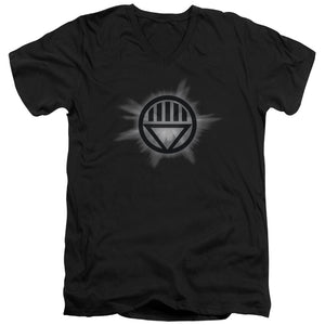 AN OFFCIALLY LICENSED GREEN LANTERN BLACK GLOW MEN'S V-NECK T-SHIRT BLACK