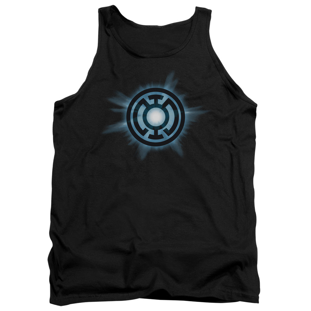 AN OFFCIALLY LICENSED GREEN LANTERN BLUE GLOW ADULT UNISEX TANK TOP BLACK
