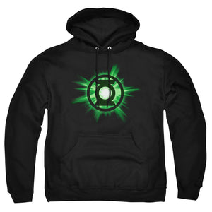 AN OFFCIALLY LICENSED GREEN LANTERN GREEN GLOW ADULT UNISEX PULLOVER HOODIE BLACK