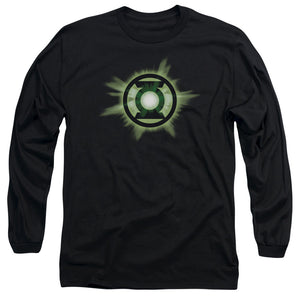 AN OFFCIALLY LICENSED GREEN LANTERN GREEN GLOW MEN'S LONG SLEEVE T-SHIRT BLACK