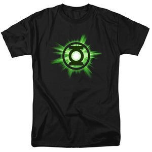 AN OFFCIALLY LICENSED GREEN LANTERN GREEN GLOW MEN'S REGULAR FIT T-SHIRT BLACK