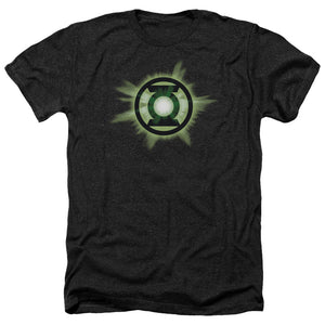 AN OFFCIALLY LICENSED GREEN LANTERN GREEN GLOW MEN'S HEATHER T-SHIRT CHARCOAL