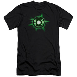 AN OFFCIALLY LICENSED GREEN LANTERN GREEN GLOW MEN'S PREMIUM SLIM FIT T-SHIRT BLACK