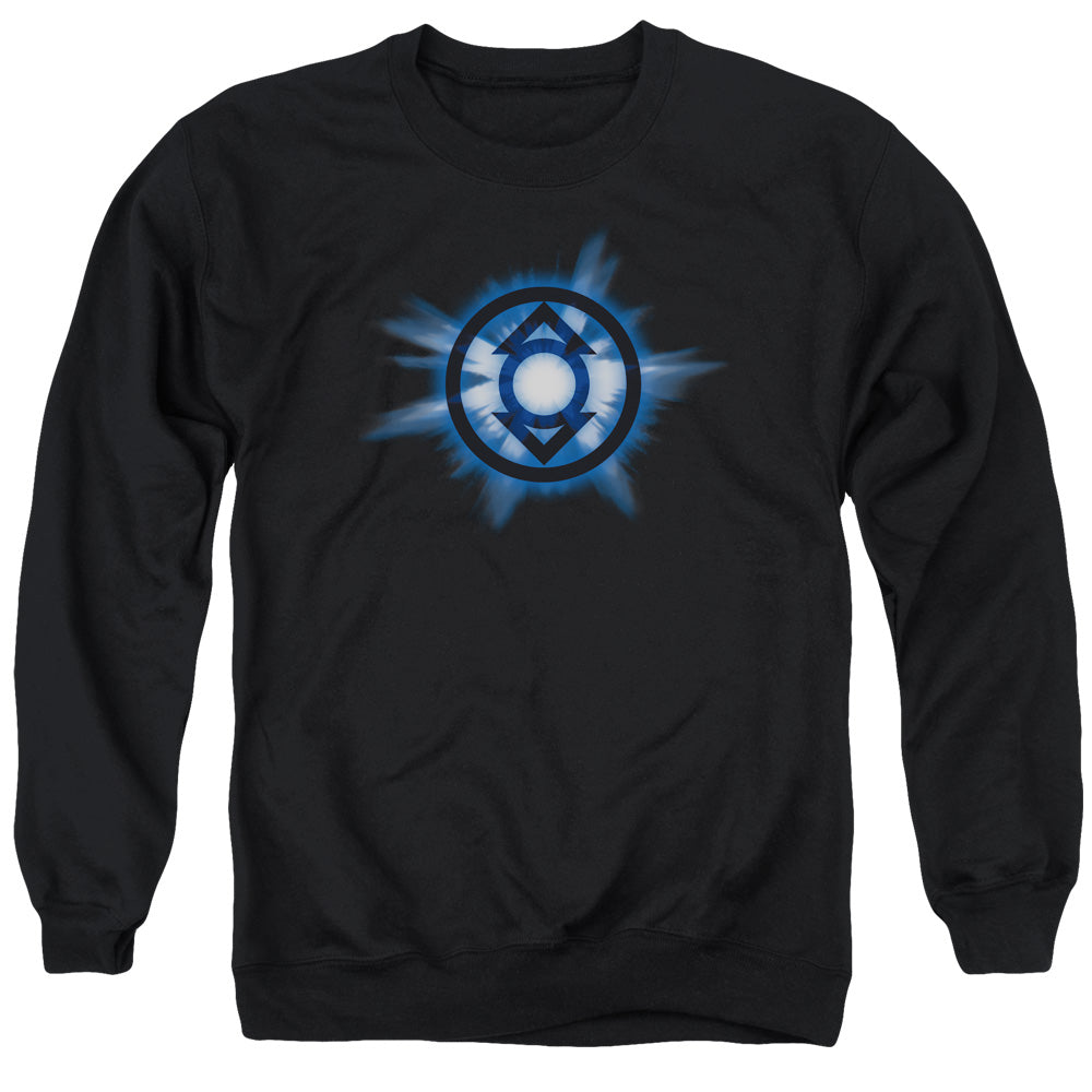 AN OFFCIALLY LICENSED GREEN LANTERN INDIGO GLOW ADULT UNISEX CREWNECK SWEATSHIRT BLACK