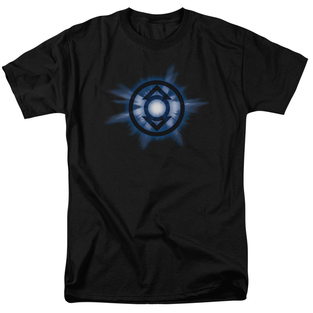 AN OFFCIALLY LICENSED GREEN LANTERN INDIGO GLOW MEN'S REGULAR FIT T-SHIRT BLACK