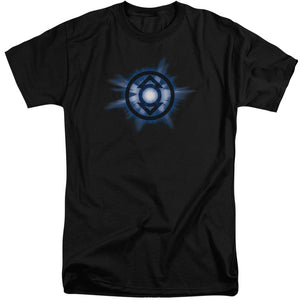 AN OFFCIALLY LICENSED GREEN LANTERN INDIGO GLOW MEN'S TALL FIT T-SHIRT BLACK