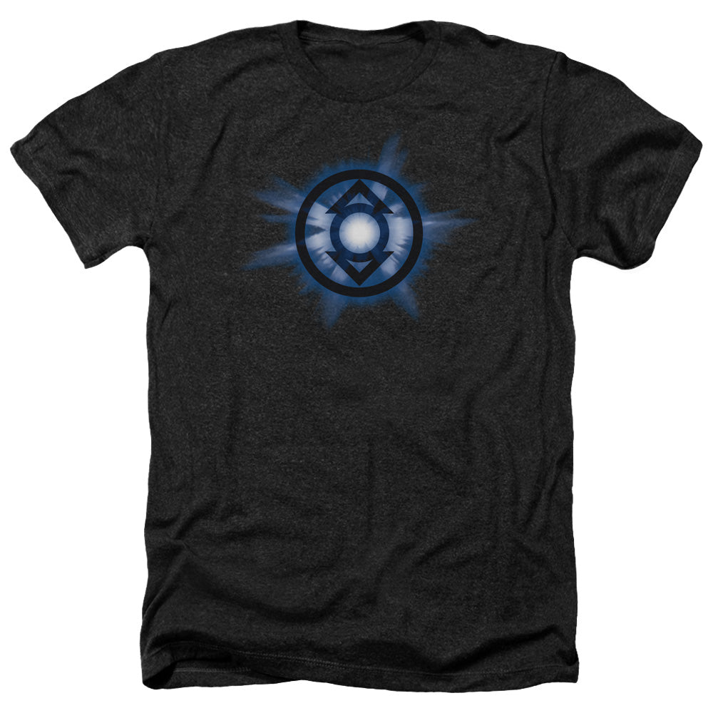 AN OFFCIALLY LICENSED GREEN LANTERN INDIGO GLOW MEN'S HEATHER T-SHIRT CHARCOAL