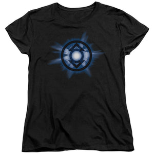 AN OFFCIALLY LICENSED GREEN LANTERN INDIGO GLOW WOMEN'S REGULAR FIT T-SHIRT BLACK