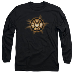 AN OFFCIALLY LICENSED GREEN LANTERN ORANGE GLOW MEN'S LONG SLEEVE T-SHIRT BLACK