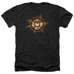 AN OFFCIALLY LICENSED GREEN LANTERN ORANGE GLOW MEN'S HEATHER T-SHIRT CHARCOAL