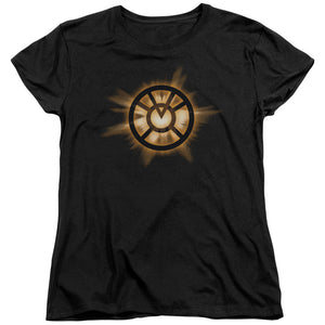 AN OFFCIALLY LICENSED GREEN LANTERN ORANGE GLOW WOMEN'S REGULAR FIT T-SHIRT BLACK