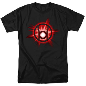 AN OFFCIALLY LICENSED GREEN LANTERN RED GLOW MEN'S REGULAR FIT T-SHIRT BLACK