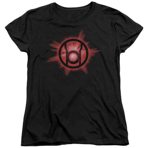 AN OFFCIALLY LICENSED GREEN LANTERN RED GLOW WOMEN'S REGULAR FIT T-SHIRT BLACK